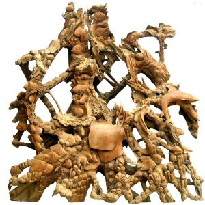 Sculpture-Ikan - Dunia Laut- terbuat dari bahan kayu Jati kuno dan berkwalitas tinggi