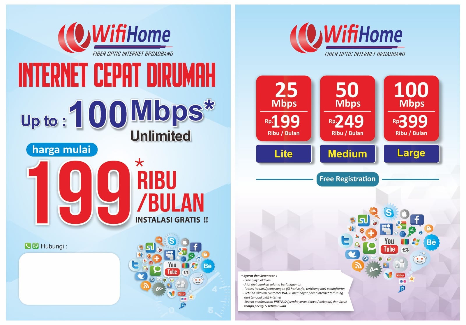 Paket Internet Rumah WIFIHOME sampai Up To 100 Mbps Full Fiber Optik