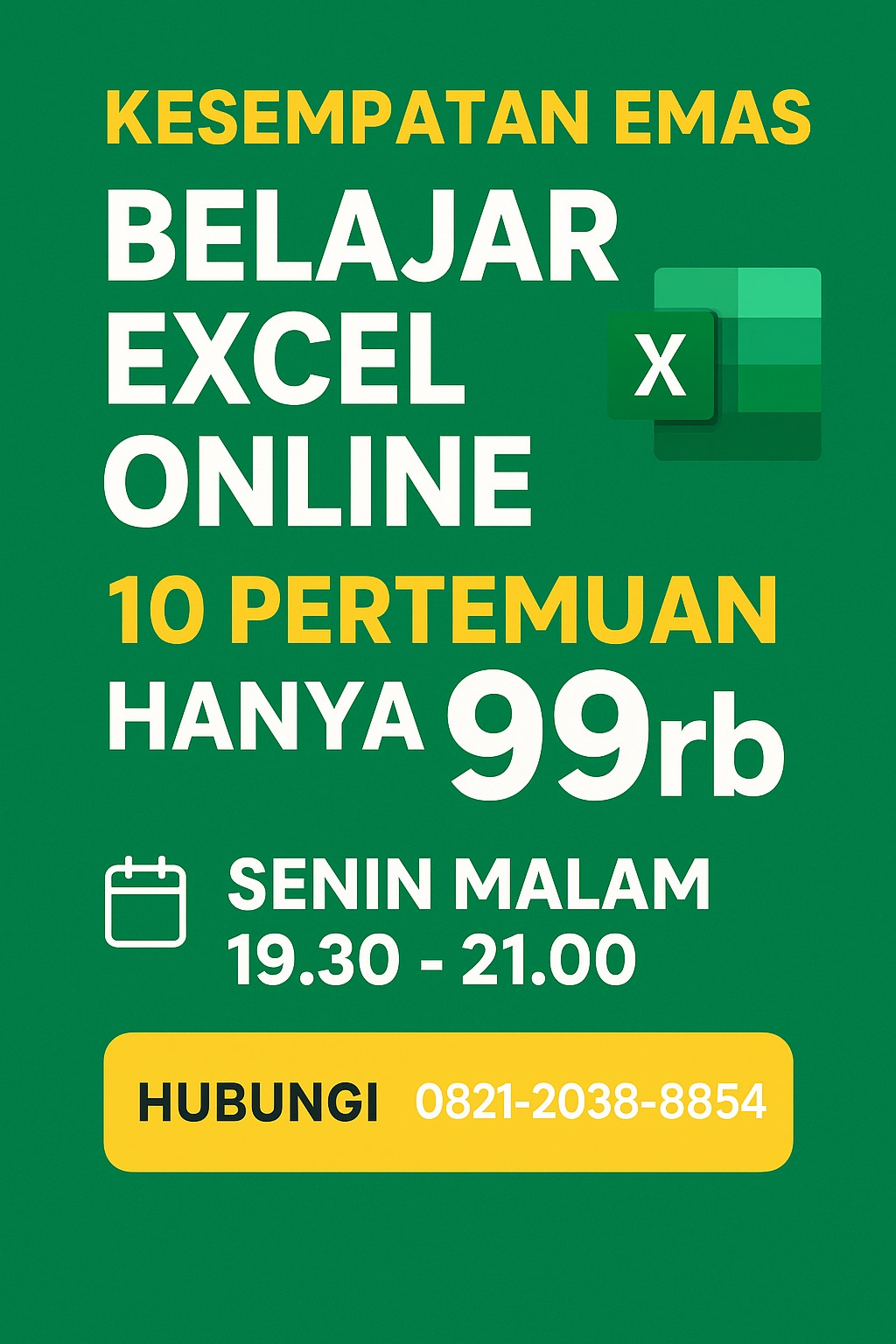 belajar ms excel online only 99rb