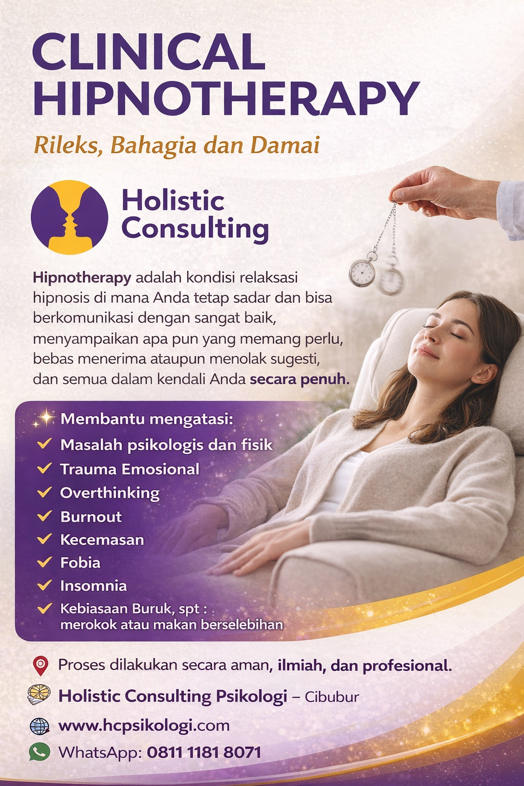 Hipnotherapy di Holistic Consulting Cibubur: Terapi Aman untuk Pikiran Lebih Tenang