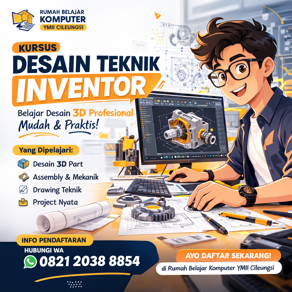 Paket Kursus Autodesk Inventor di Rumah Belajar Komputer YMII Cileungsi