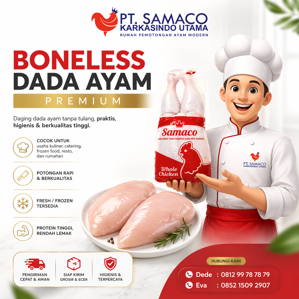 Boneless Dada Ayam Premium dari PT Samaco Karkasindo Utama, Solusi Praktis untuk Bisnis Kuliner