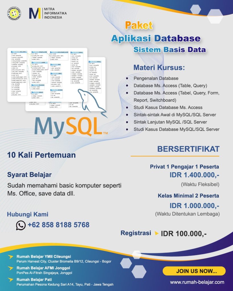 kursus database di cileungsi