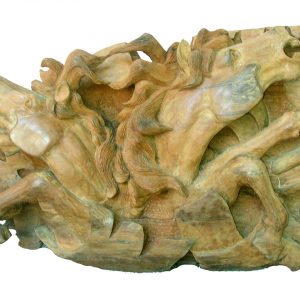 Sculpture-Kuda - 2 Kepala-2-terbuat dari bahan kayu Jati kuno dan berkwalitas tinggi