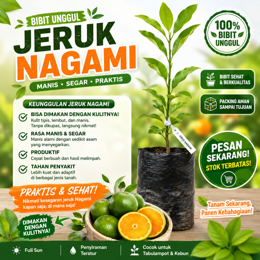 Bibit Jeruk Nagami Unggul, Jeruk Unik yang Bisa Dimakan Bersama Kulitnya