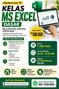 Studi Kasus Belajar Fungsi SUMIF di Microsoft Excel di rumah belajar komputer privat ymii cileungsi bogor bisa online dan offline