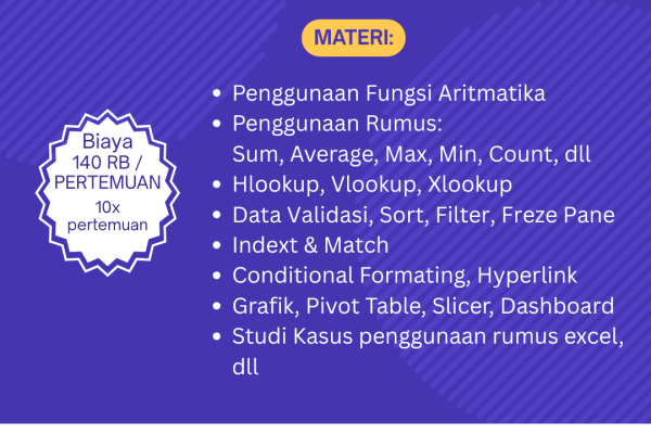 kursus ms excel lengkap di cileungsi, cibubur