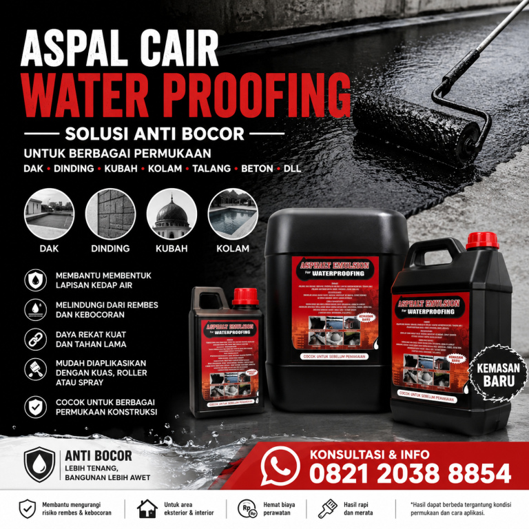 Aspal Cair Waterproofing: Solusi Anti Bocor untuk Dak, Dinding, Kubah, Kolam, dan Berbagai Permukaan Bangunan