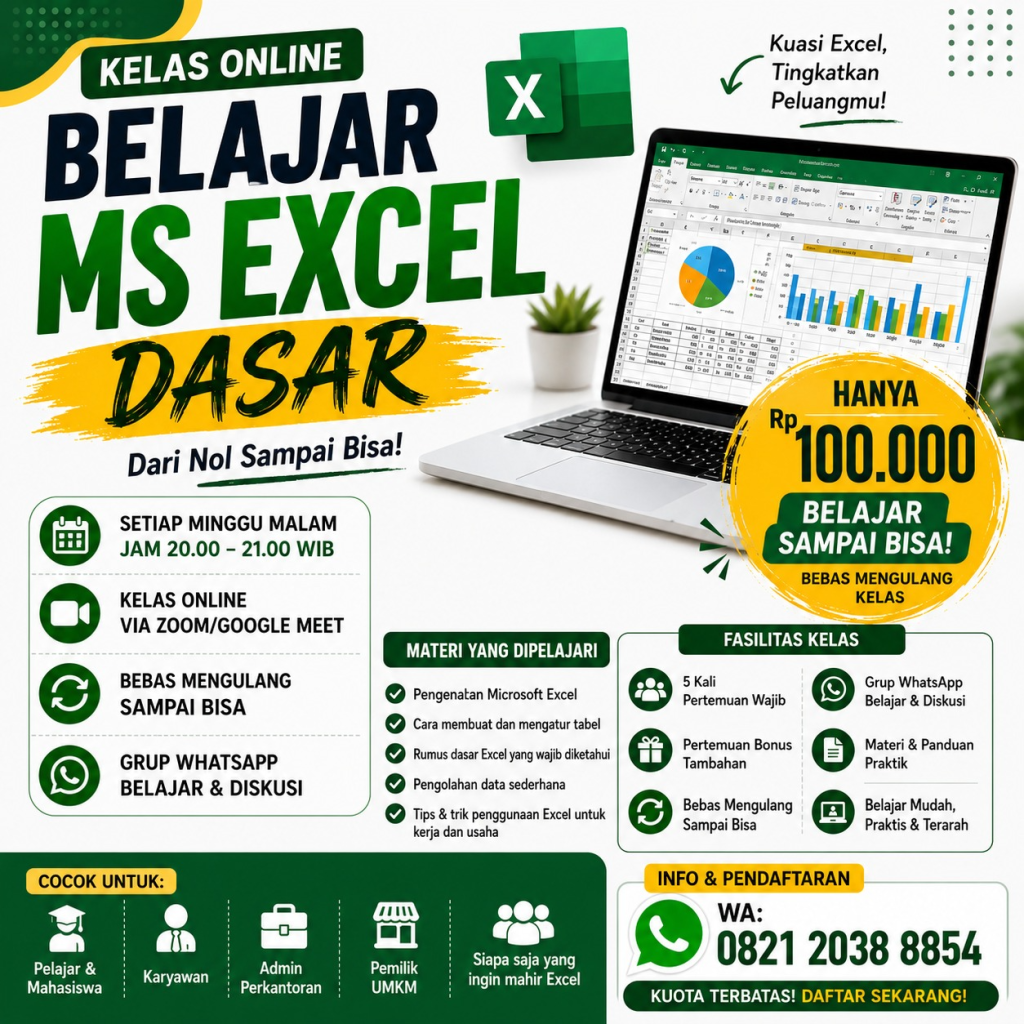 Kursus Microsoft Excel Dasar Online Murah: Belajar dari Nol Sampai Bisa Hanya Rp100.000