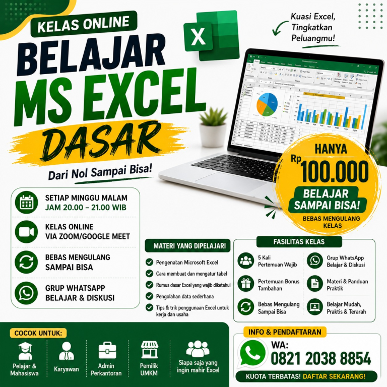 Kursus Microsoft Excel Dasar Online Murah: Belajar dari Nol Sampai Bisa Hanya Rp100.000