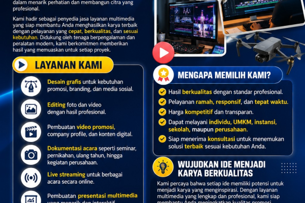 Solusi Multimedia Profesional untuk Kebutuhan Pribadi dan Bisnis: Wujudkan Ide Kreatif Menjadi Karya Berkualitas
