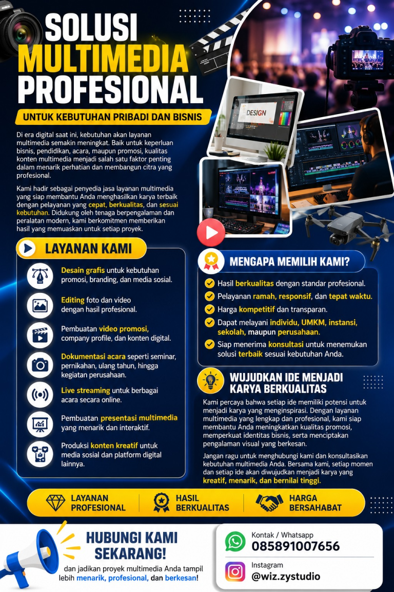 Solusi Multimedia Profesional untuk Kebutuhan Pribadi dan Bisnis: Wujudkan Ide Kreatif Menjadi Karya Berkualitas