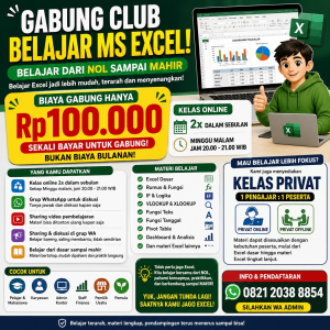 Club Belajar MS Excel: Belajar Excel dari Nol Sampai Mahir, Hanya Rp100.000
