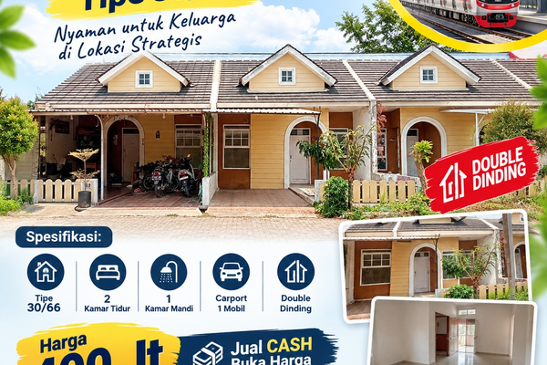 Jual Rumah Tipe 30/66 Dekat Stasiun Kosambi Karawang, Harga Rp400 Juta Nego