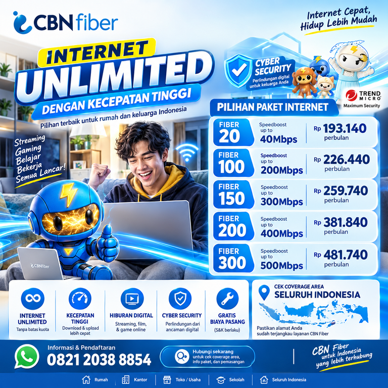 CBN Fiber Internet Unlimited dengan Kecepatan Tinggi dan Cyber Security