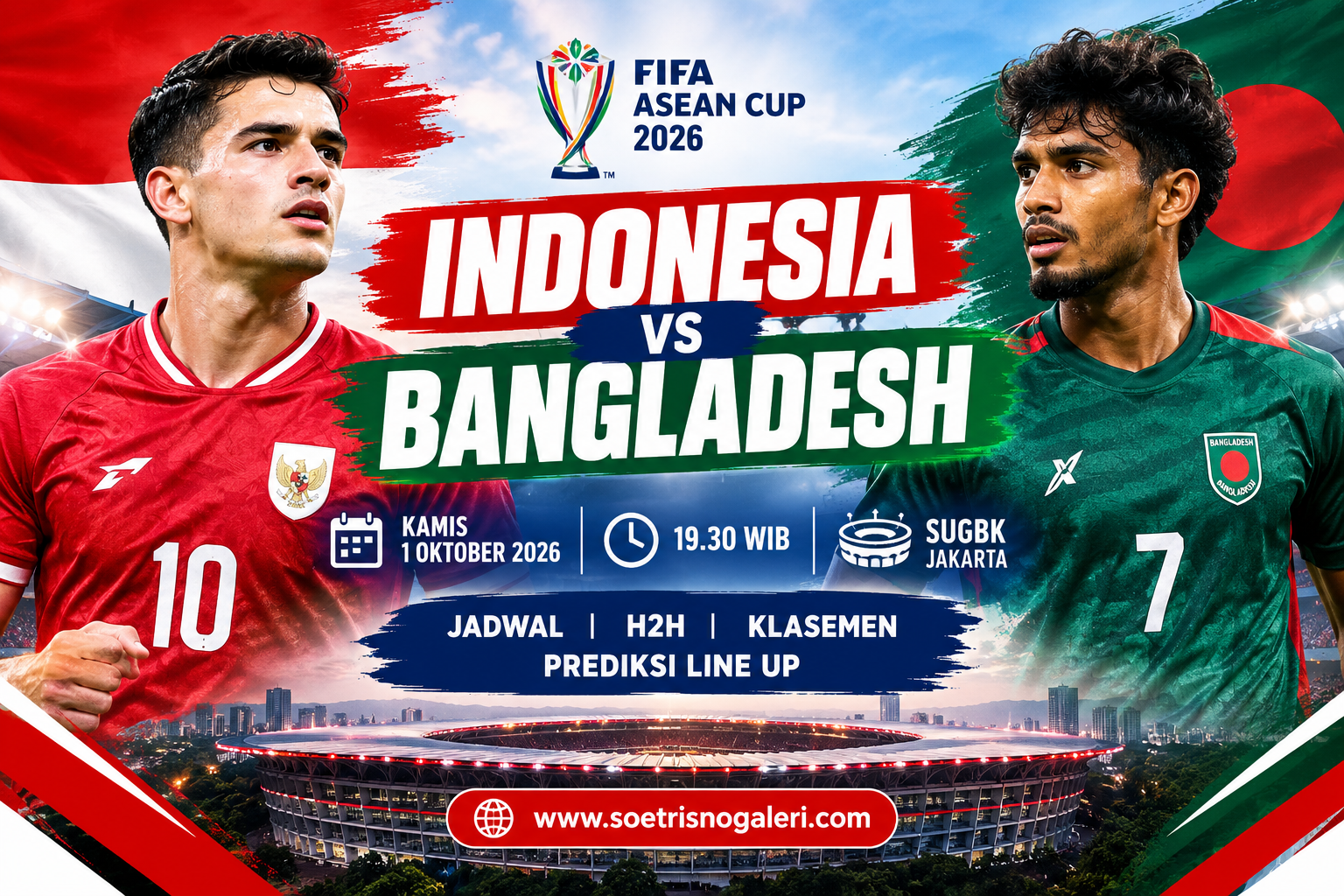 Indonesia vs Bangladesh FIFA ASEAN Cup 2026: Jadwal, H2H, Klasemen dan Prediksi Line Up